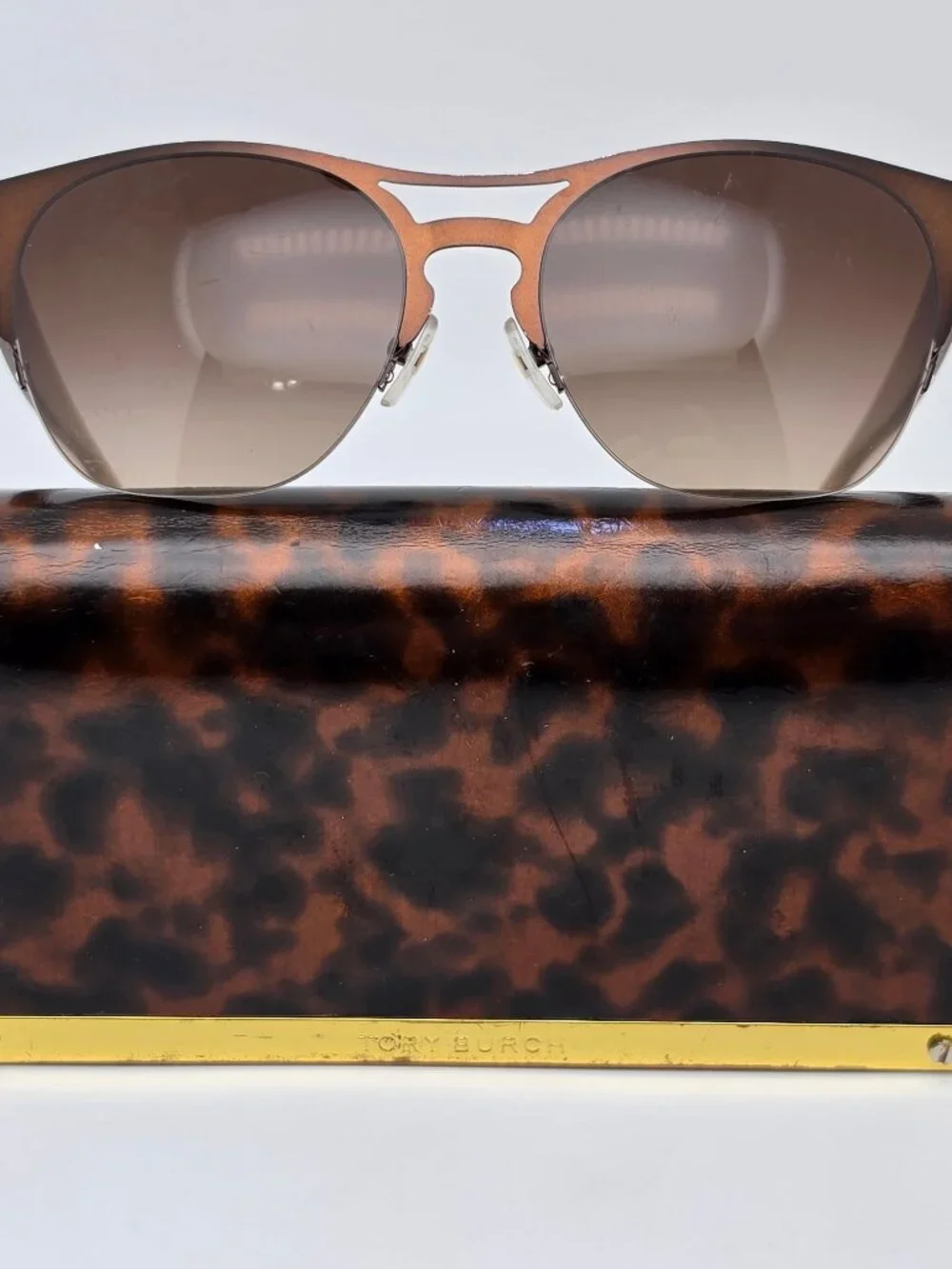 Tory Burch TY6065 326813 Brown Frame Brown Lens Semi Rimless Aviator Sunglasses
